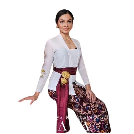 Setelan Kebaya Kutubaru Bali Lengan Panjang Chiffon Prada