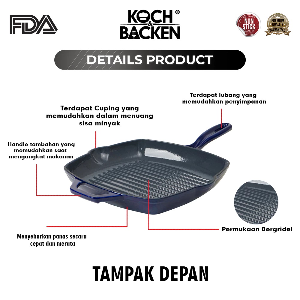 Koch Backen International Koch&Backen Cast Iron Enamel Grill Pan
