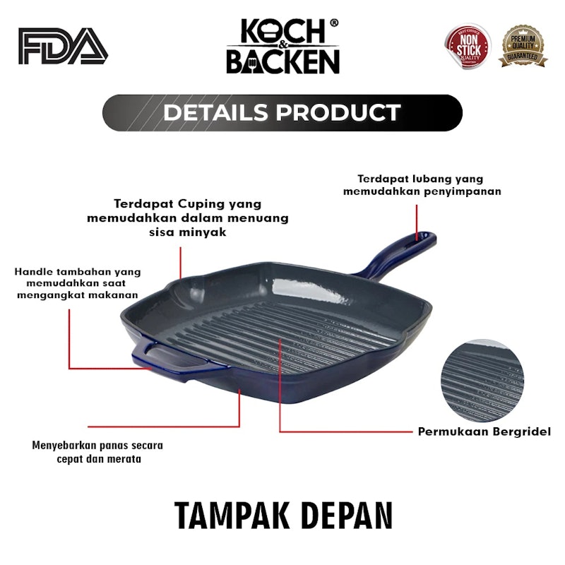 Koch&Backen Cast Iron Enamel Grill Pan 2