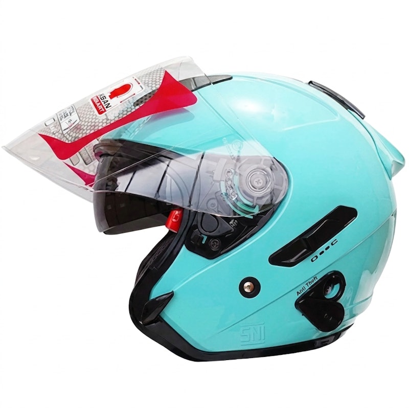 KYT Helm Galaxy Flat R Solid Aqua Blue 1