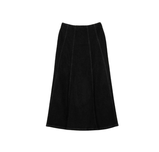 THENBLANK Flare Denim Skirt Black