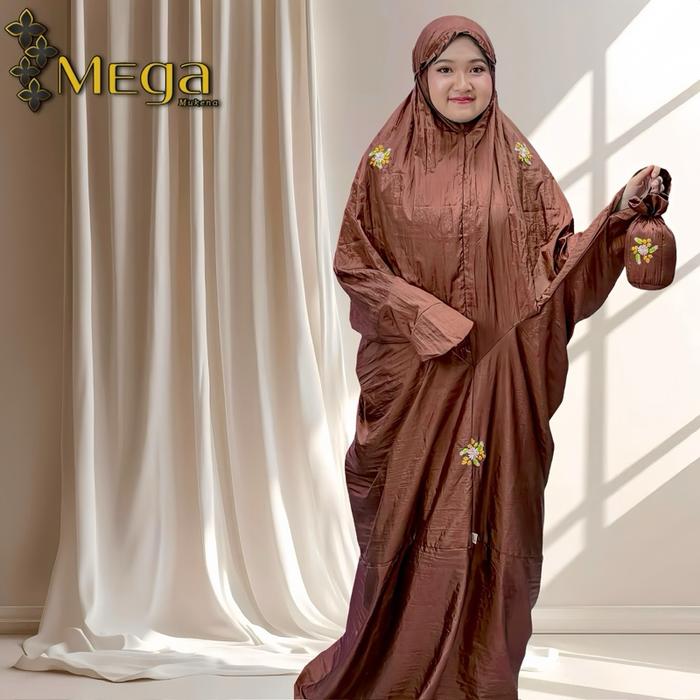  Mega Mukena Terusan Parasut Sulam Bunga 