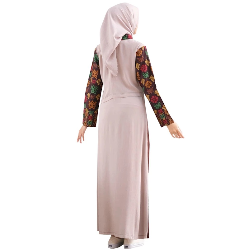Lunan GO Gamis Wanita Muslimah Rayon Kombinasi Batik Premium 2