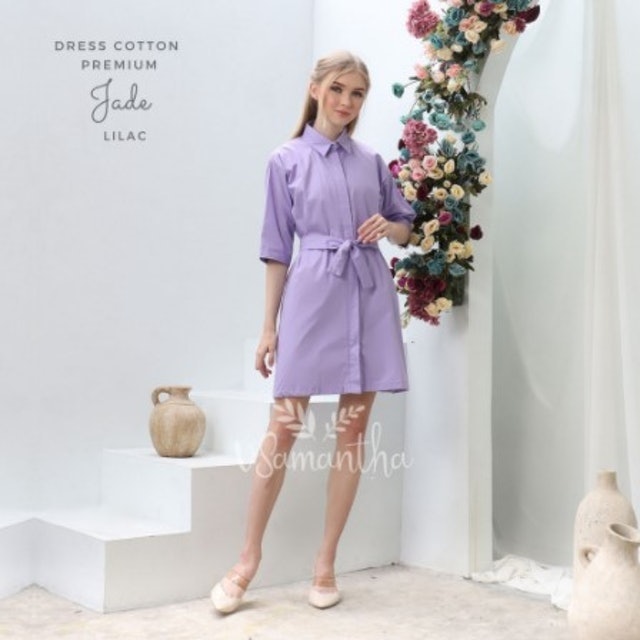 Vsamantha Cotton Shirt Dress Premium Jade