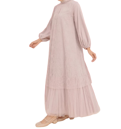 Modefarbe HijabChic Syahira Pink Nude Dress