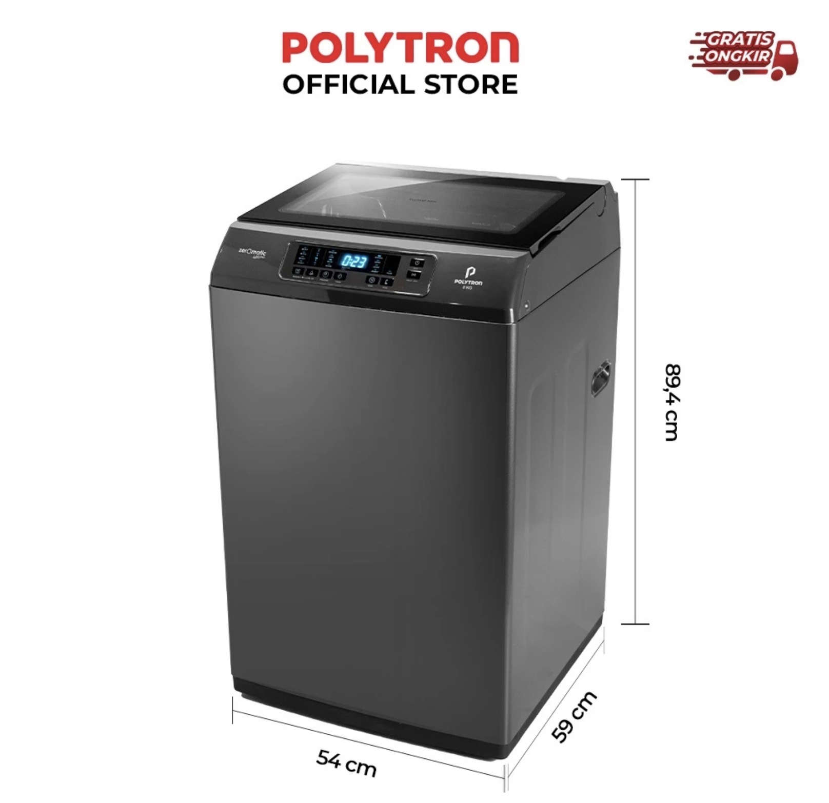 Hartono Istana Teknologi Polytron Mesin Cuci 1 Tabung Zeromatic Laguna Series Hijab 8 kg PAW 8028Y