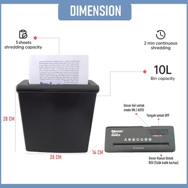 Origin Paper Shredder Soho 5 3
