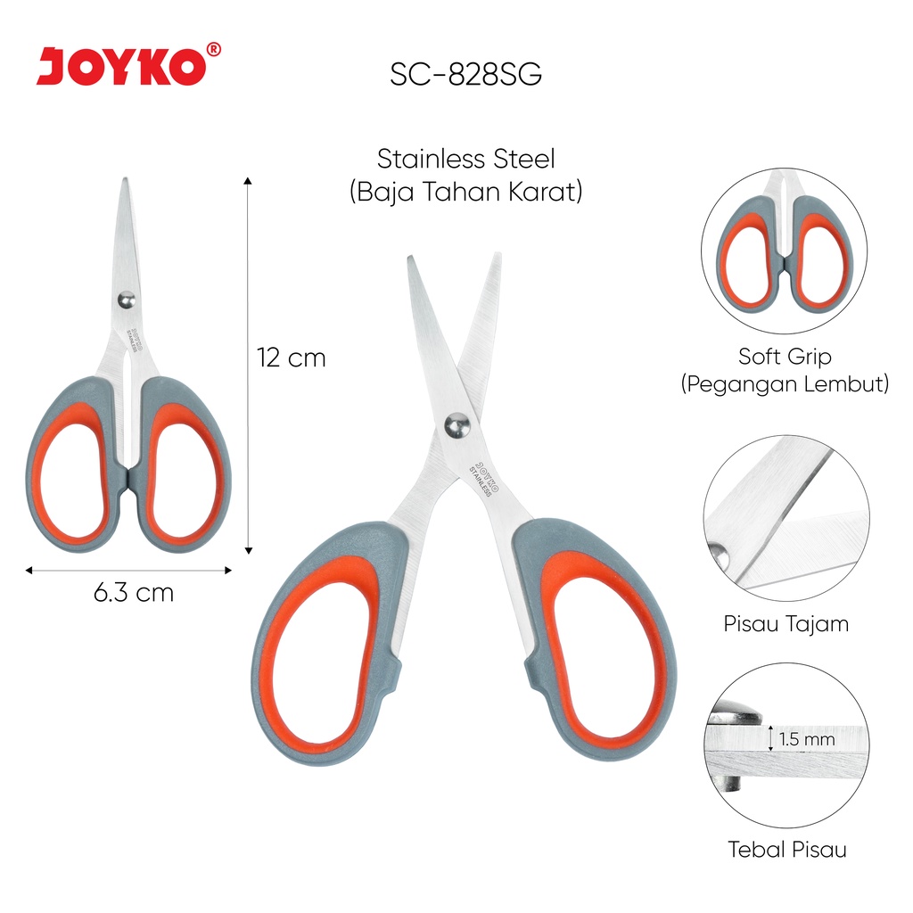 Atali Makmur JOYKO Scissors Soft Grip Stainless Steel SC-838SG