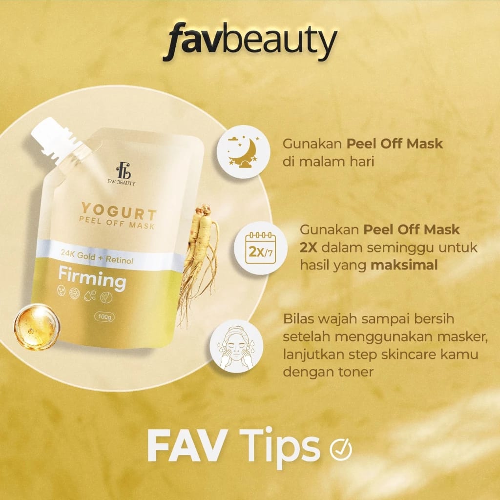 Cahaya Ayu Abadi FAV Beauty Yogurt Firming Peel Off Mask 24K Gold + Retinol 