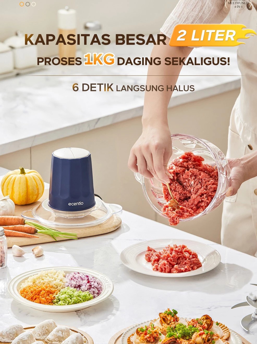 Dawey Etech Indonesia ecentio Blender + Penggiling Daging Multifungsi 4-in-1