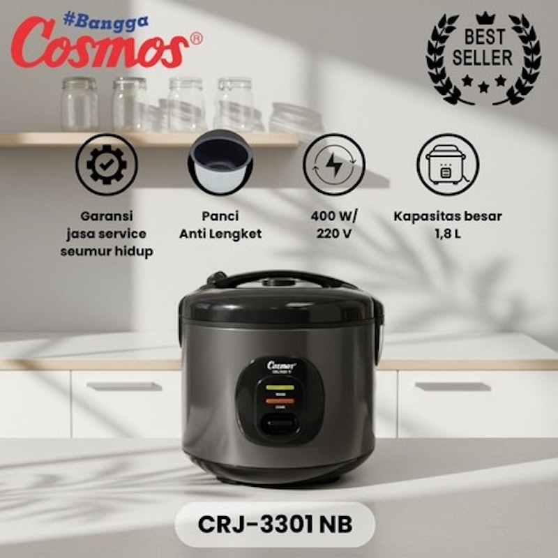Cosmos Rice Cooker Non Stick 1.8L 2