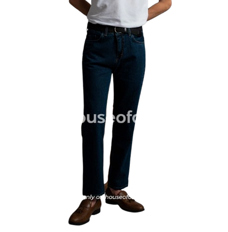Houseofcuff Celana Jeans Reguler Fit Pria Panjang Denim Jeans Biru Gelap 1