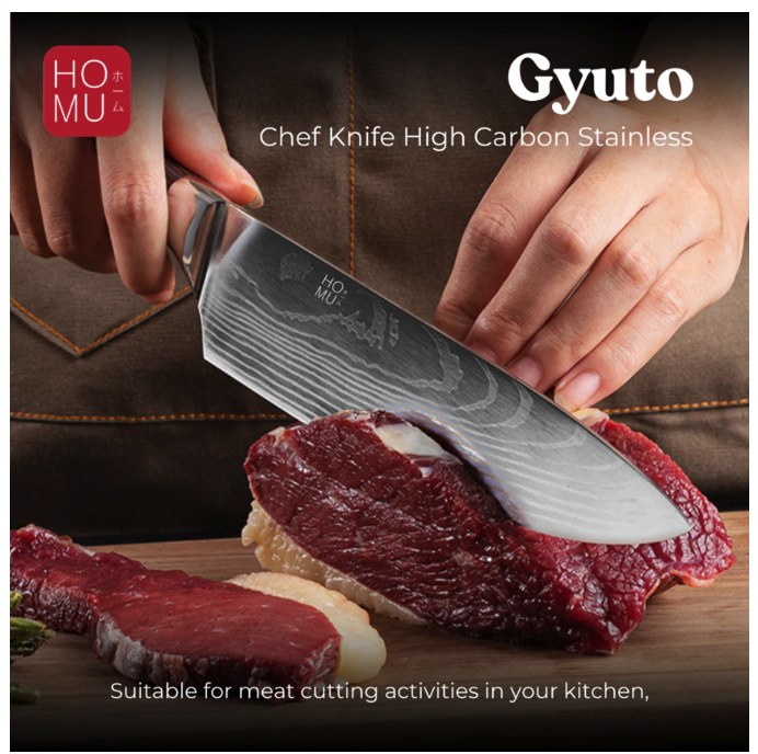 HOMU Gyuto Chef Knife Stainless Damascus