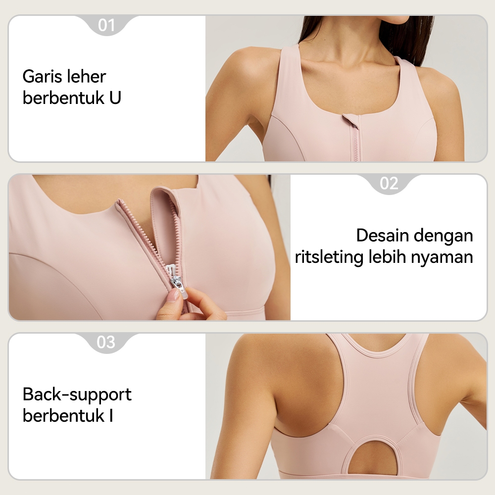 COSI COZY Zip Sport Bra Bahan Seamless Premium 