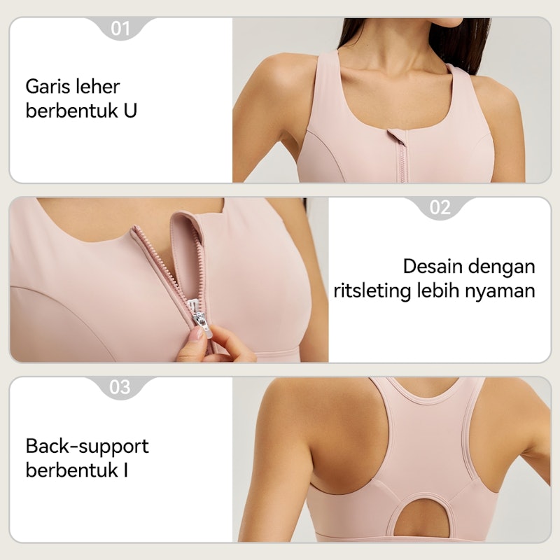 COSI COZY Zip Sport Bra Bahan Seamless Premium 3
