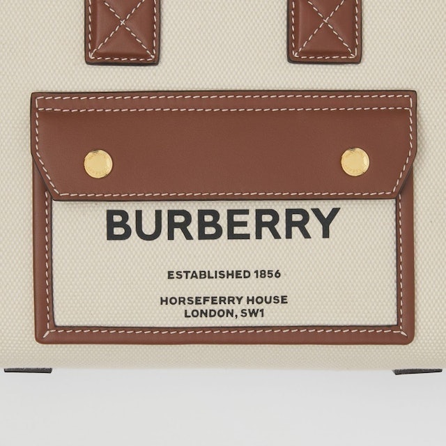 Burberry Two-tone Canvas and Leather Mini Freya Tote