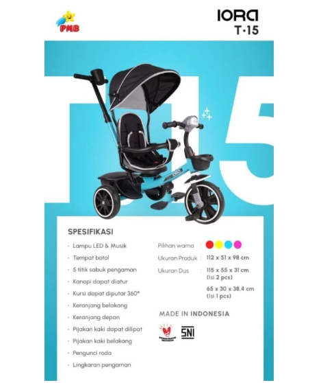 Pangeran Maju Bahagia PMB TOYS Sepeda Roda Tiga IORA  T15