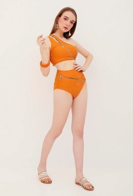 NAVVA Beachwear Zoya One Shoulder High Waist Bikini with Zippers