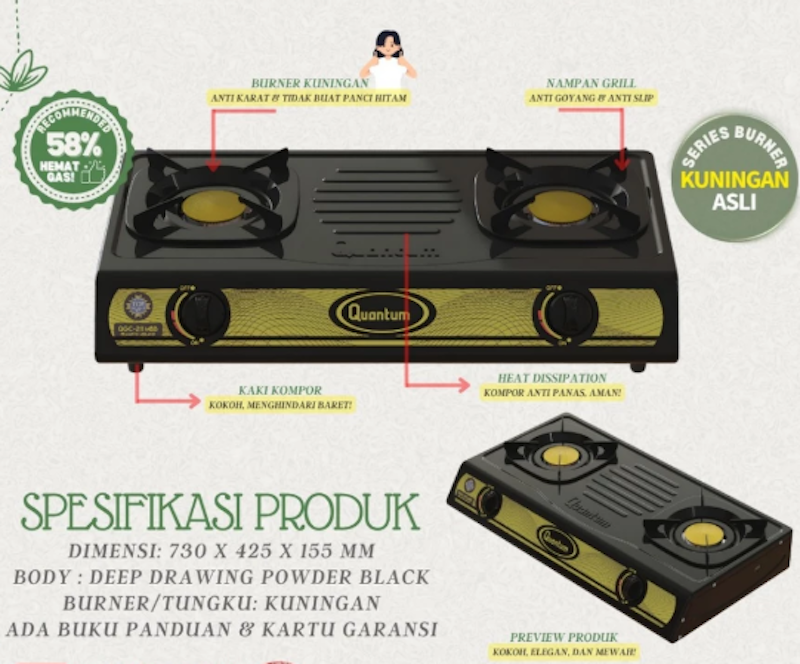 Quantum Kompor Gas 2 Tungku New Series 3