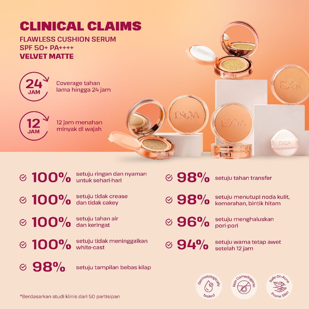 Keva Cosmetics International ESQA Flawless Cushion Serum SPF 50+ PA++++ Granola