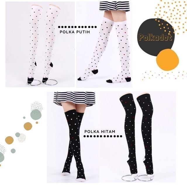  Kaos Kaki Panjang Polkadot