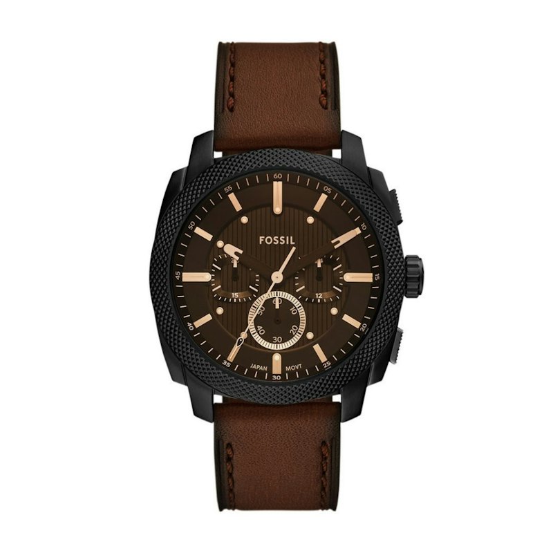Machine Chronograph Brown Leather Watch And Bracelet Box Set 1