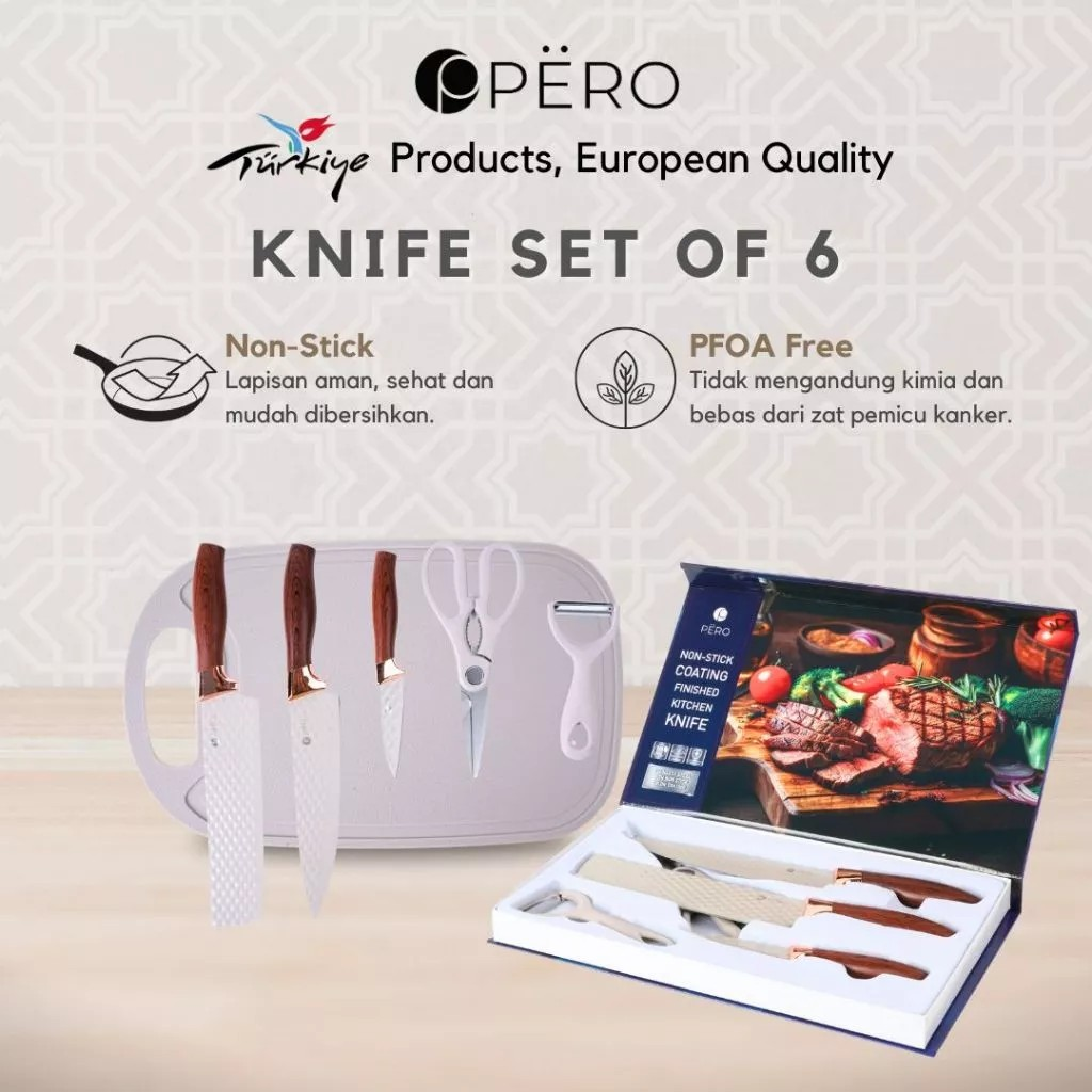 Pero Indonesia Pero Vicente Knife Set of 6 with Cutting Board