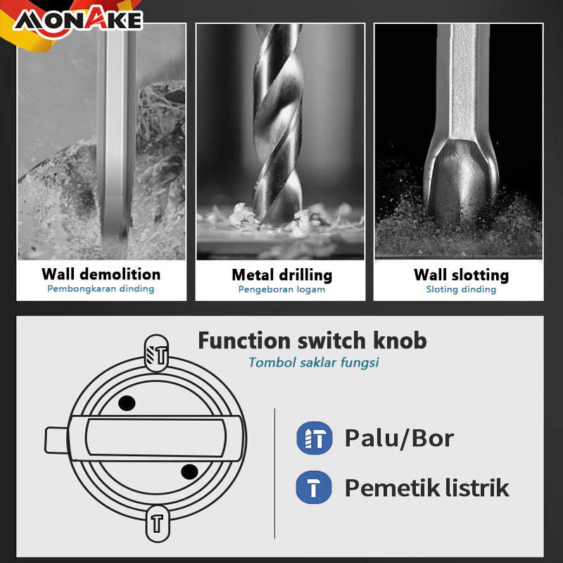 MONAKE Rotary Hammer Drill 3