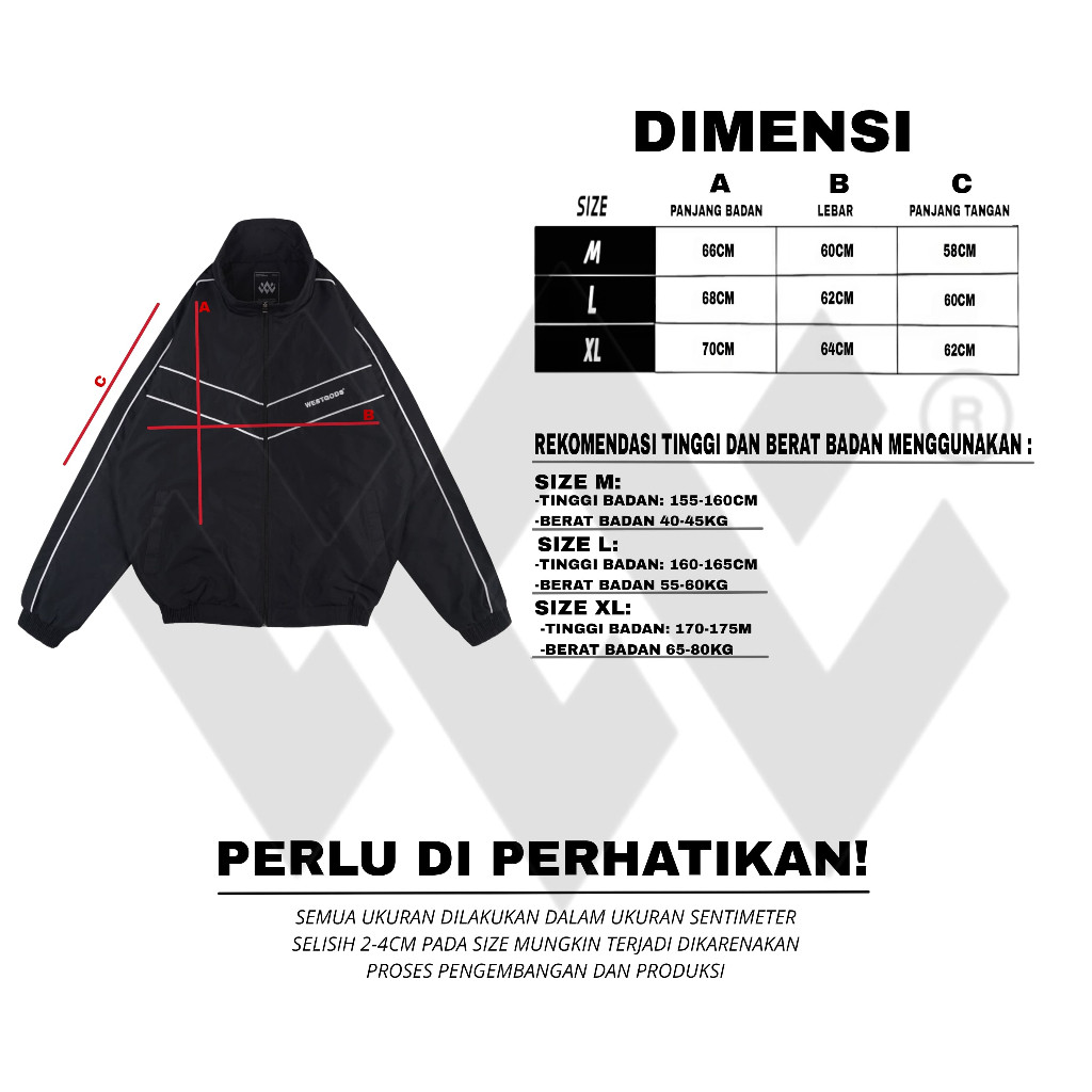 Westgods Jaket Tracksuit Tracktop Windbreaker Bahan Parasut Track Swiss