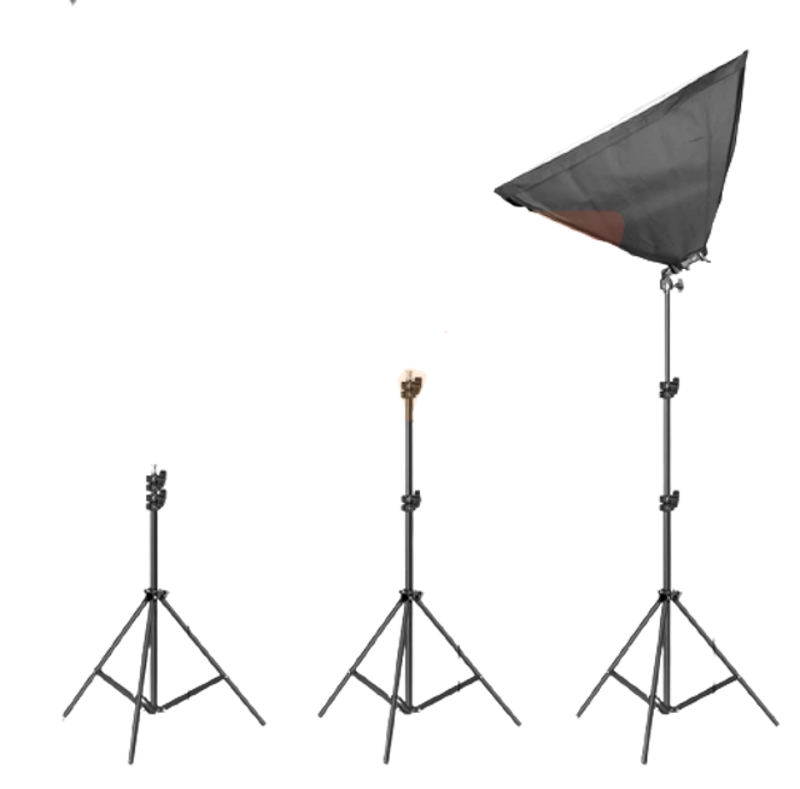 Paket Double Softbox 4 Socket E27 + Light Stand 2M + Extra Bag 1