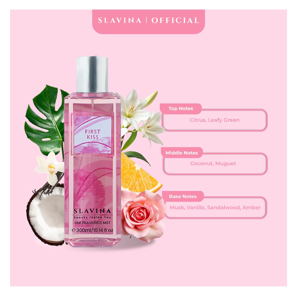 Rans Kosmetika Indonesia SLAVINA Body Mist First Kiss