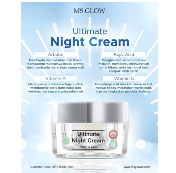 Kosmetika Cantik Indonesia MS Glow Ultimate Night Cream