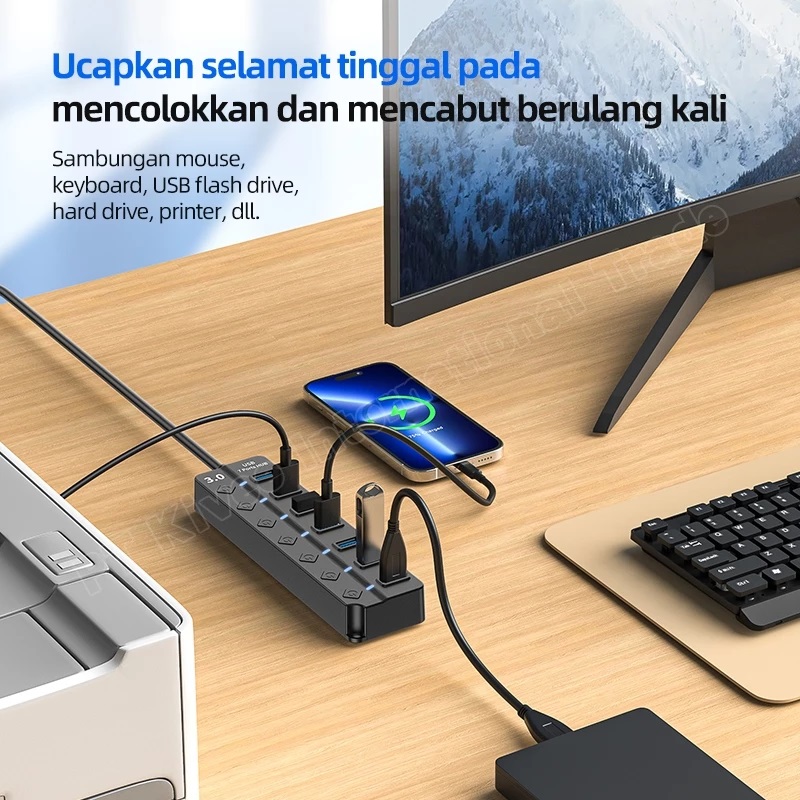Kivee International Trade KIVEE USB Hub 7-in-1 USB 3.0  KV-AD22
