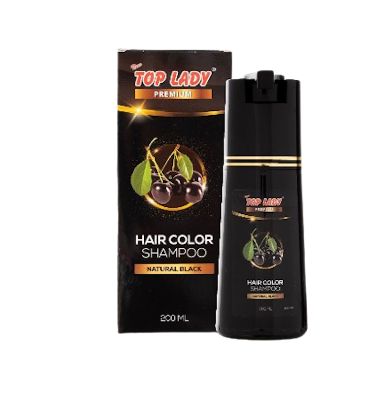 Top Lady Premium Hair Color Shampoo Natural Black 1
