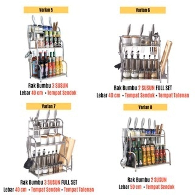 Rak Bumbu Dapur Serbaguna 3 & 2 Susun Stainless Steel 4