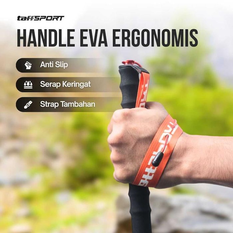TaffSPORT Tongkat Hiking Lipat Trekking Pole Aluminium Alloy 7075 1.2M 3