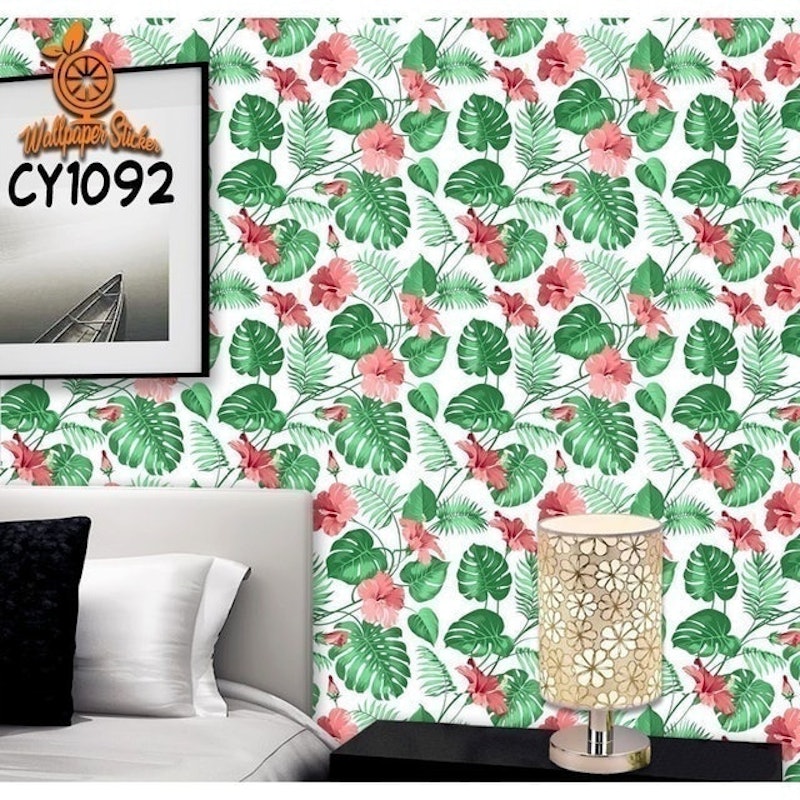 Wallpaper Dinding Motif Bunga Petunia dan Monstera 3