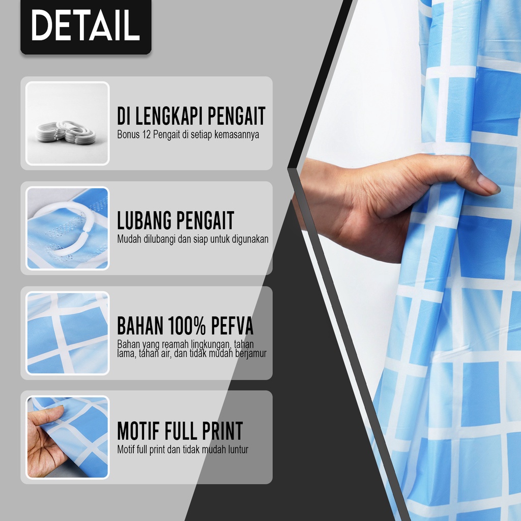Shower Curtain Ukuran Motif Kotak-Kotak 3