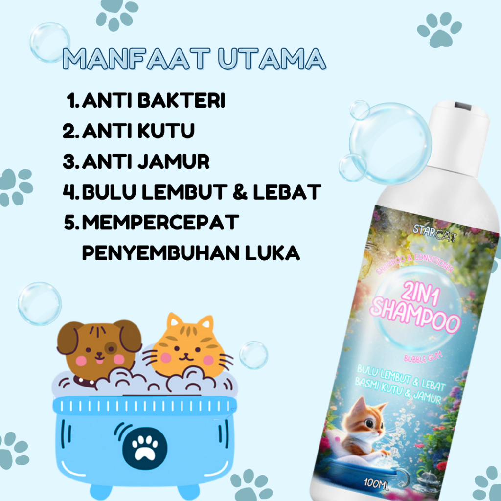 STARCAT  Starcat 2in1 Shampoo Anti Fungal & Fleas Bubblegum
