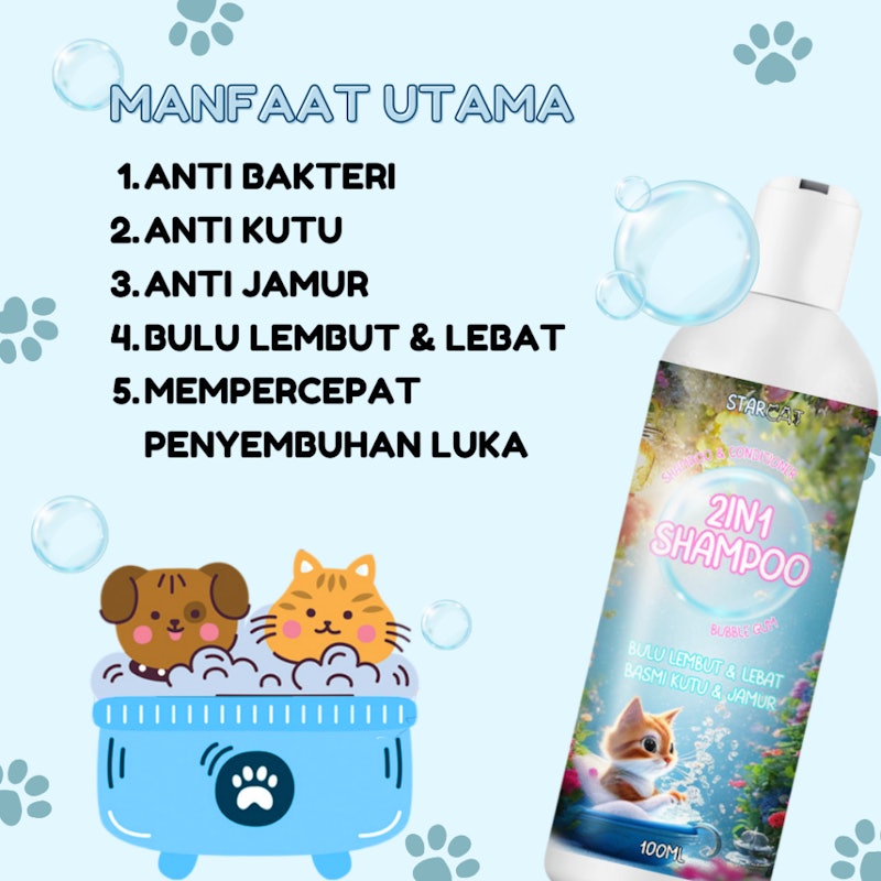 Starcat 2in1 Shampoo Anti Fungal & Fleas Bubblegum 4