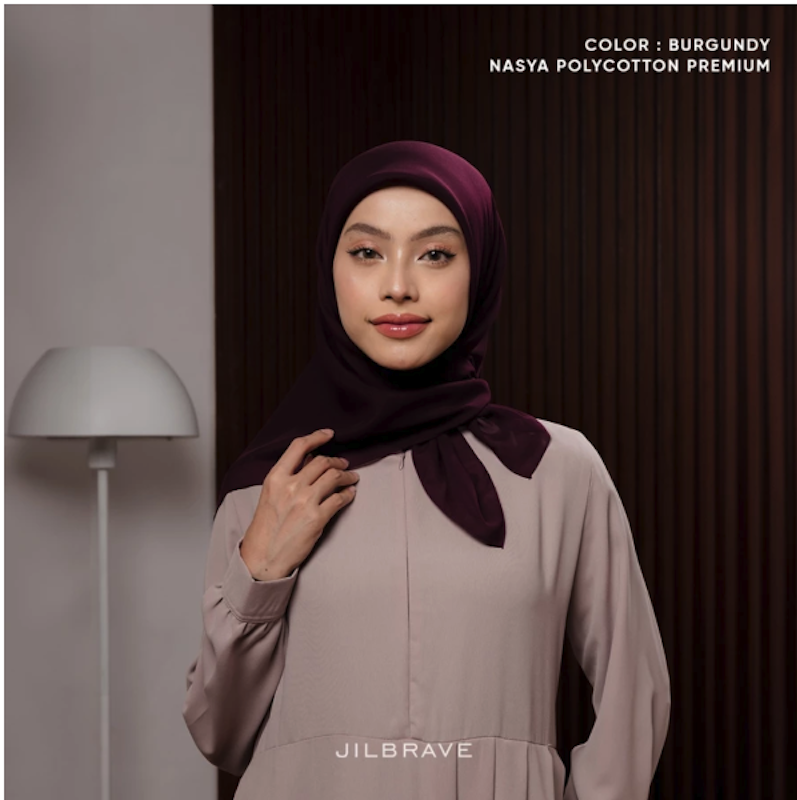 Jilbrave Nasya Polycotton Premium Hijab Square 4