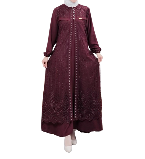 Jamoel Zayana Gamis Brokat Burgundy