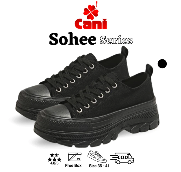  Cani Sohee Sepatu Kanvas Wanita  9244 Hitam