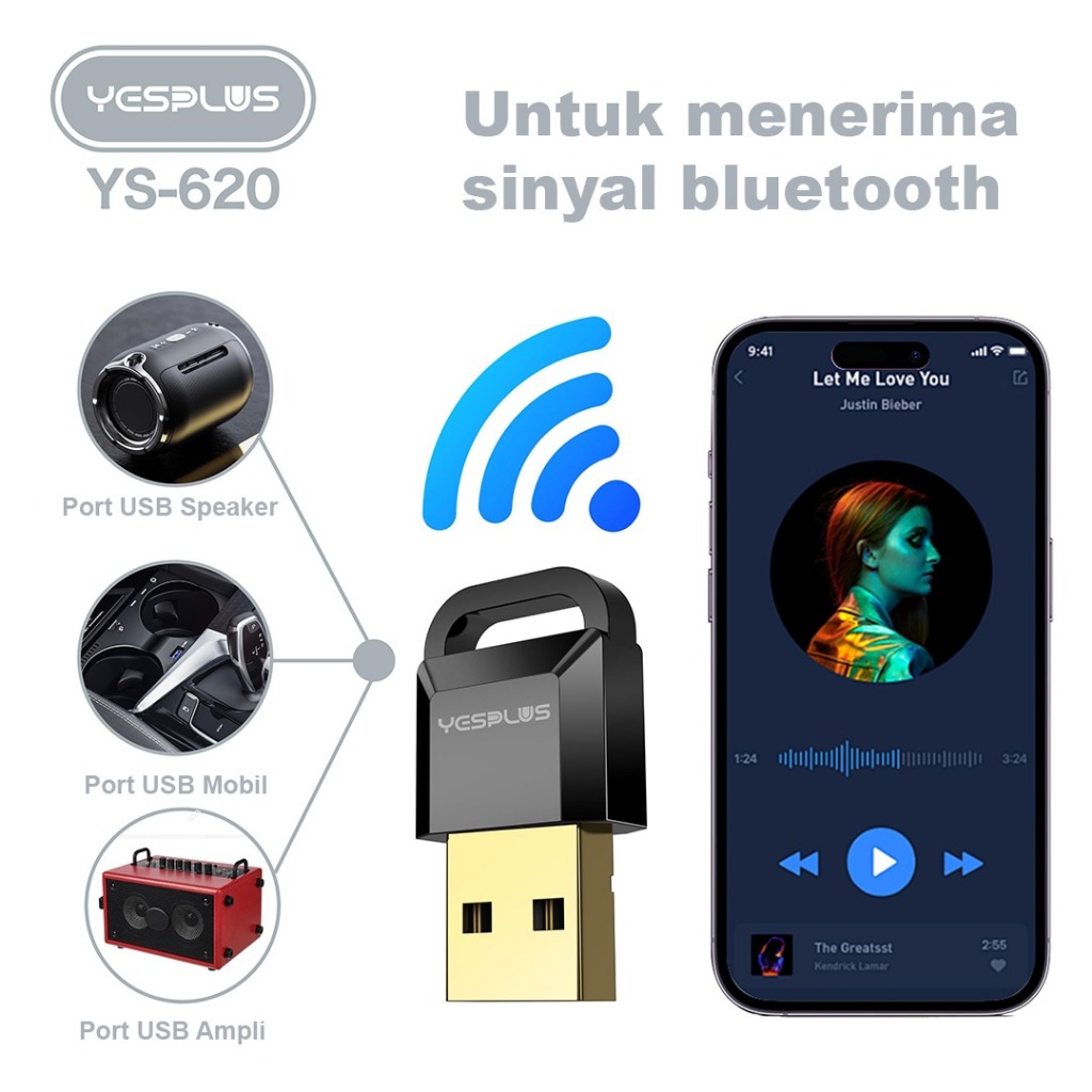 Yesplus Indonesia YESPLUS Receiver Wireless Bluetooth 5.3 YS-620