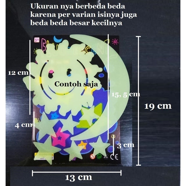 Stiker Dinding Glow Bervariasi Matahari Bulan Bintang 2