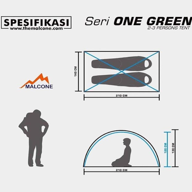 Malcone Tenda Dome 2-3P One Green 5