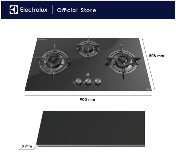 Electrolux Electrolux Kompor Gas Tanam UltimateTaste 300 dengan 3 Tungku 90cm EHG9330BE