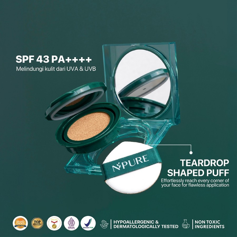 Penta Natural Kosmetindo N'PURE Centella Asiatica Flawless Matte Power Cushion (Apricot)