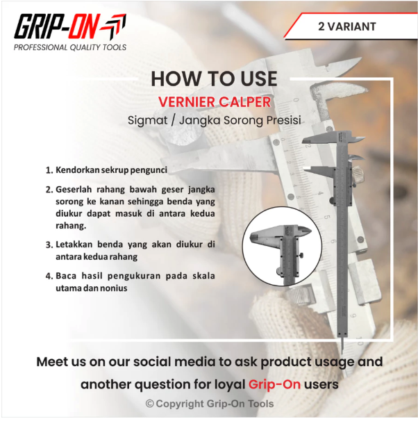 Grip-On Tools Grip-On Precision Vernier Caliper 8 Inch