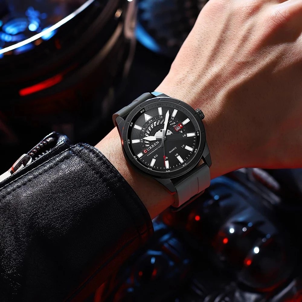 Curren Original Brand Rubber Straps Wrist Watch for Men   8421